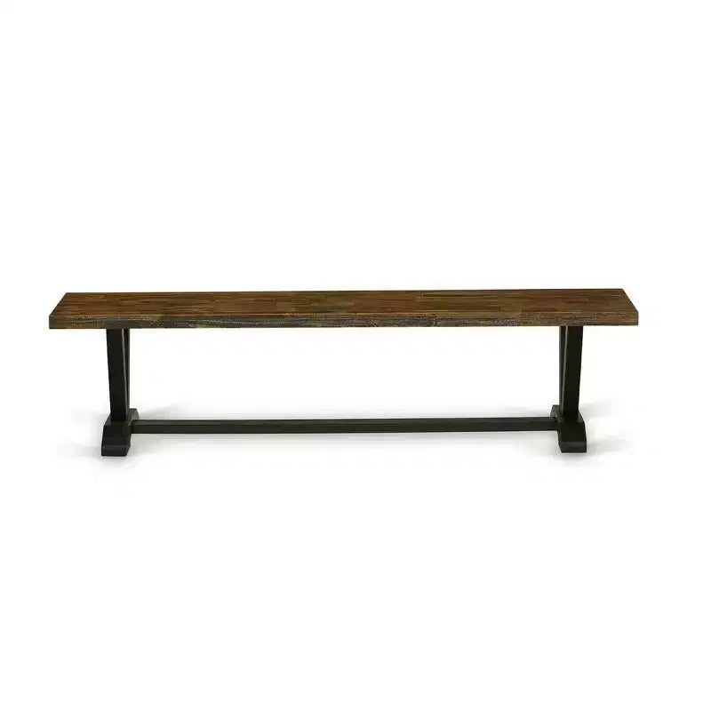 Banc de salle à manger moderne avec assise en bois, 183x38x46 cm, Noir/Espresso