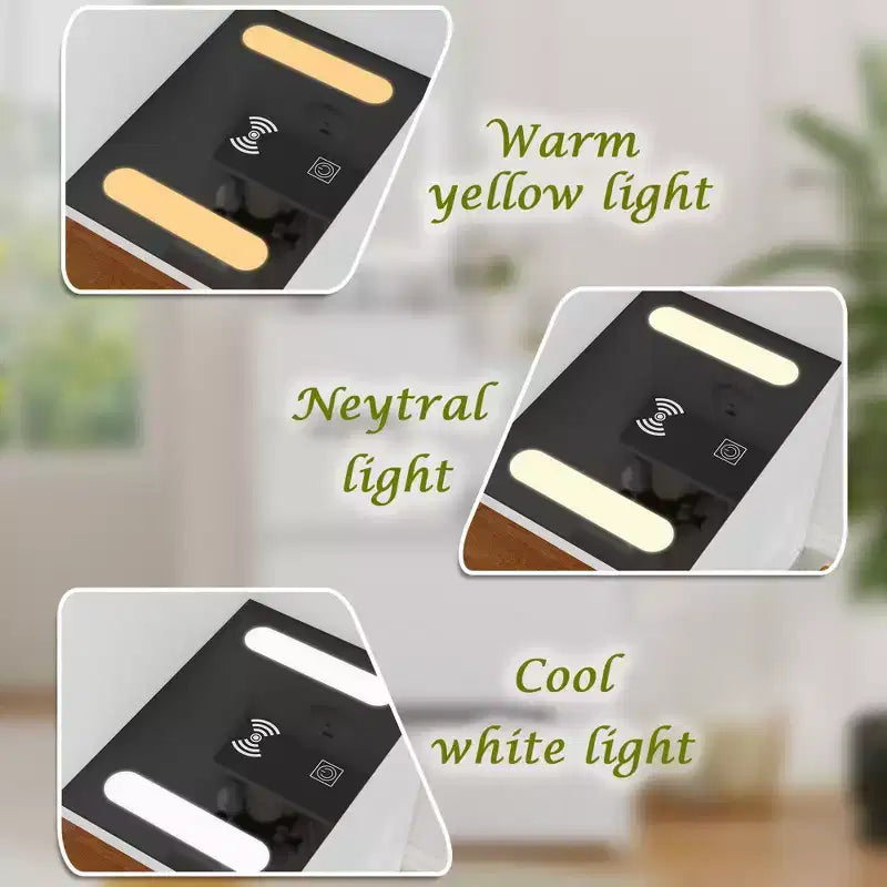 Coiffeuse compacte avec lumière, port USB et recharge sans fil
