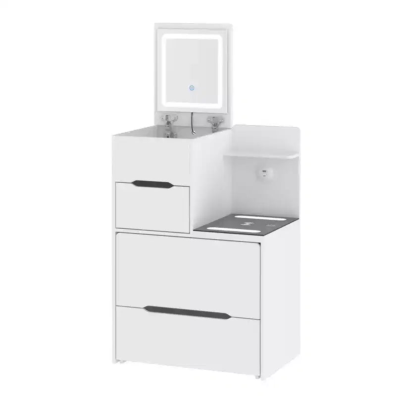 Coiffeuse compacte avec lumière, port USB et recharge sans fil