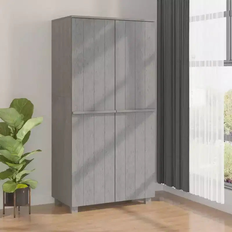 Armoire Gris Clair 35x19.7x70.9 Bois Massif Pin