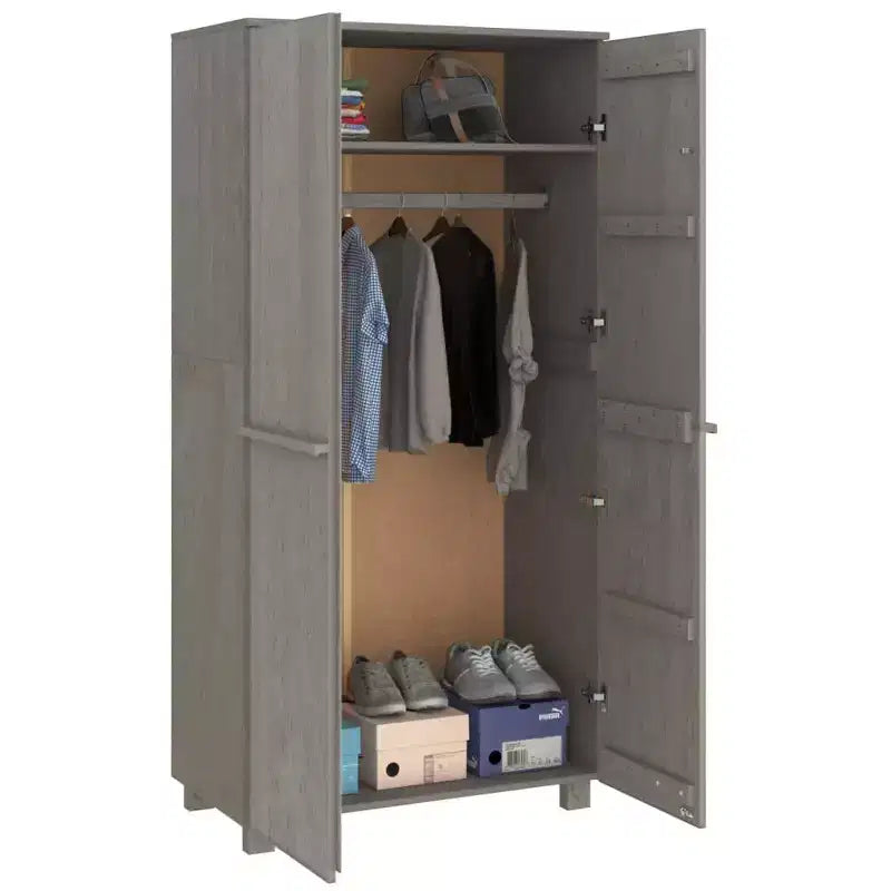 Armoire Gris Clair 35x19.7x70.9 Bois Massif Pin