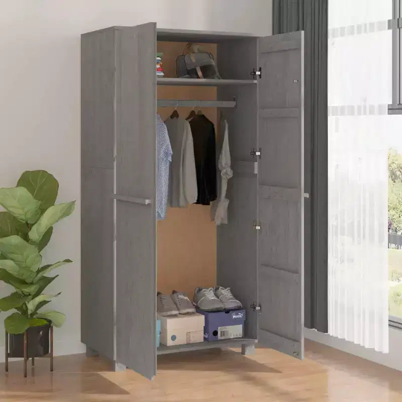 Armoire Gris Clair 35x19.7x70.9 Bois Massif Pin