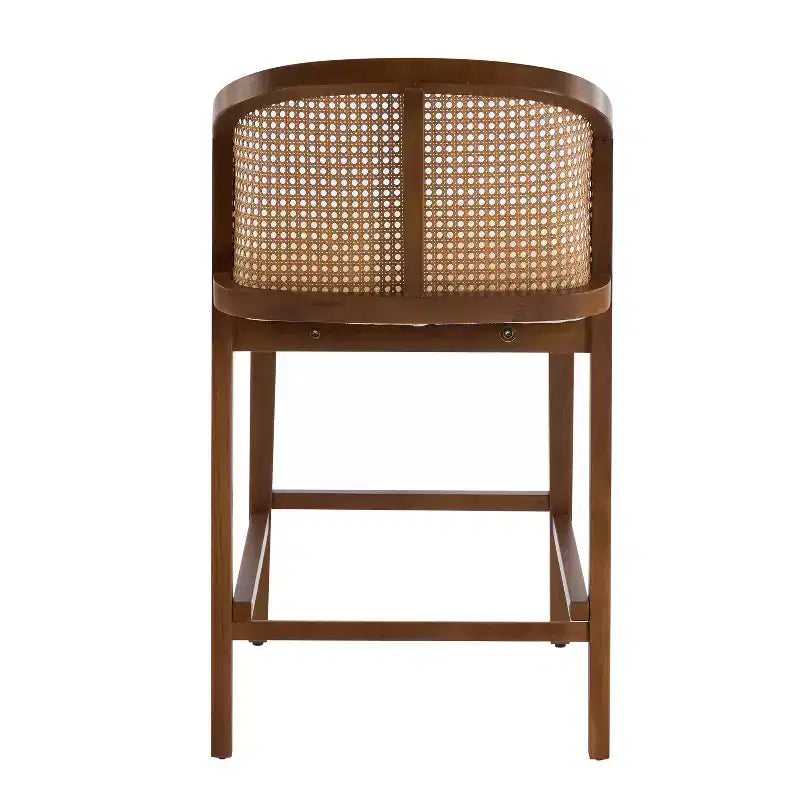 Chaise de salle à manger et tabouret de comptoir rembourré en rotin et bois d'hévéa