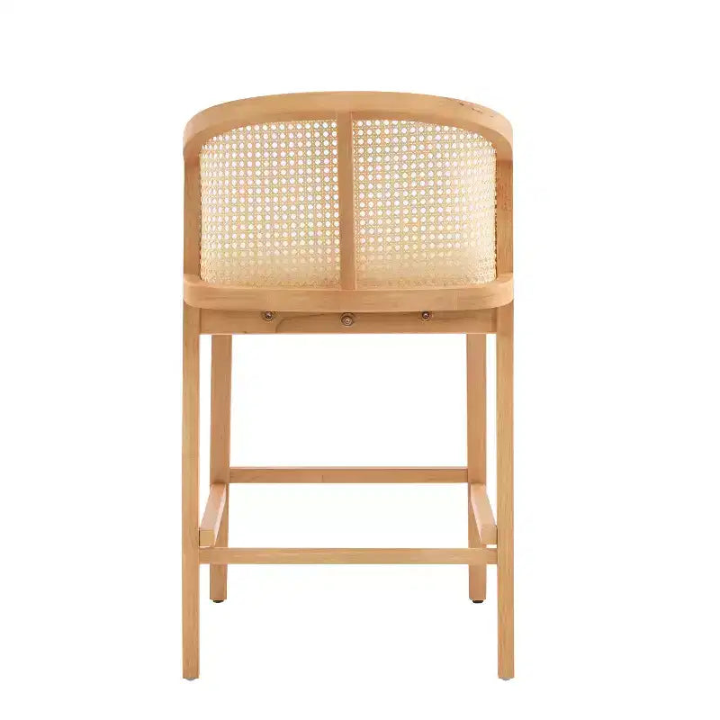Chaise de salle à manger et tabouret de comptoir rembourré en rotin et bois d'hévéa