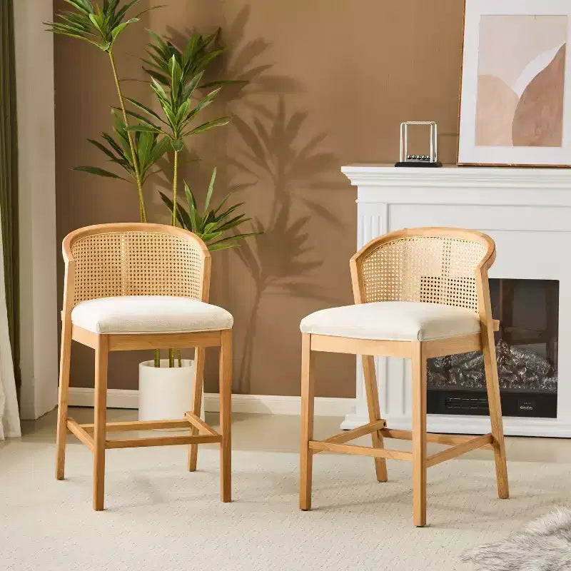 Christopher Knight Home Mansoor Rattan and Rubberwood Upholstered Counter Stools