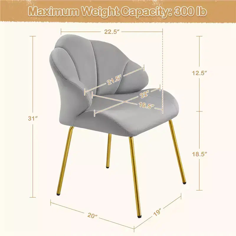 Fauteuils d'appoint modernes avec pieds en métal doré pour salon, chambre à coucher