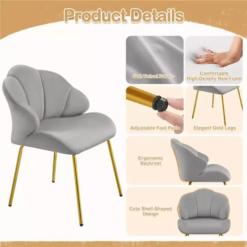 Fauteuils d'appoint modernes avec pieds en métal doré pour salon, chambre à coucher