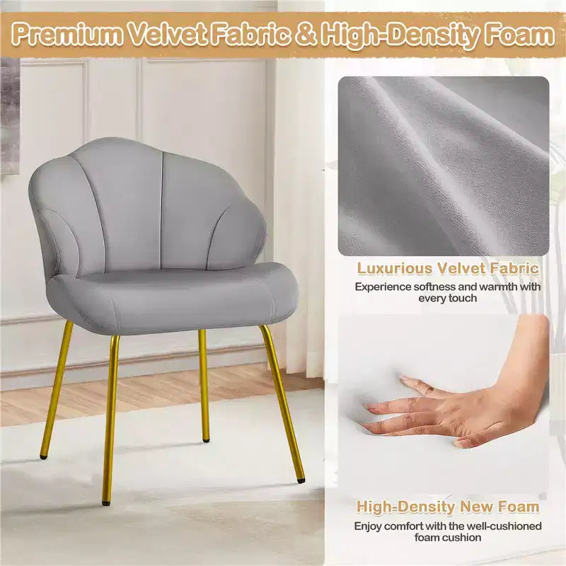 Fauteuils d'appoint modernes avec pieds en métal doré pour salon, chambre à coucher