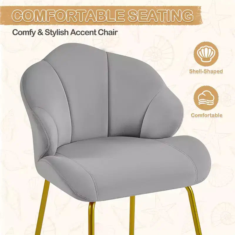 Fauteuils d'appoint modernes avec pieds en métal doré pour salon, chambre à coucher