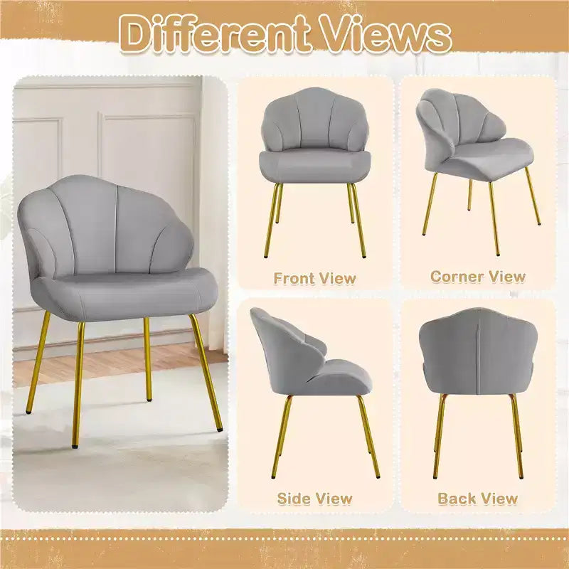 Fauteuils d'appoint modernes avec pieds en métal doré pour salon, chambre à coucher