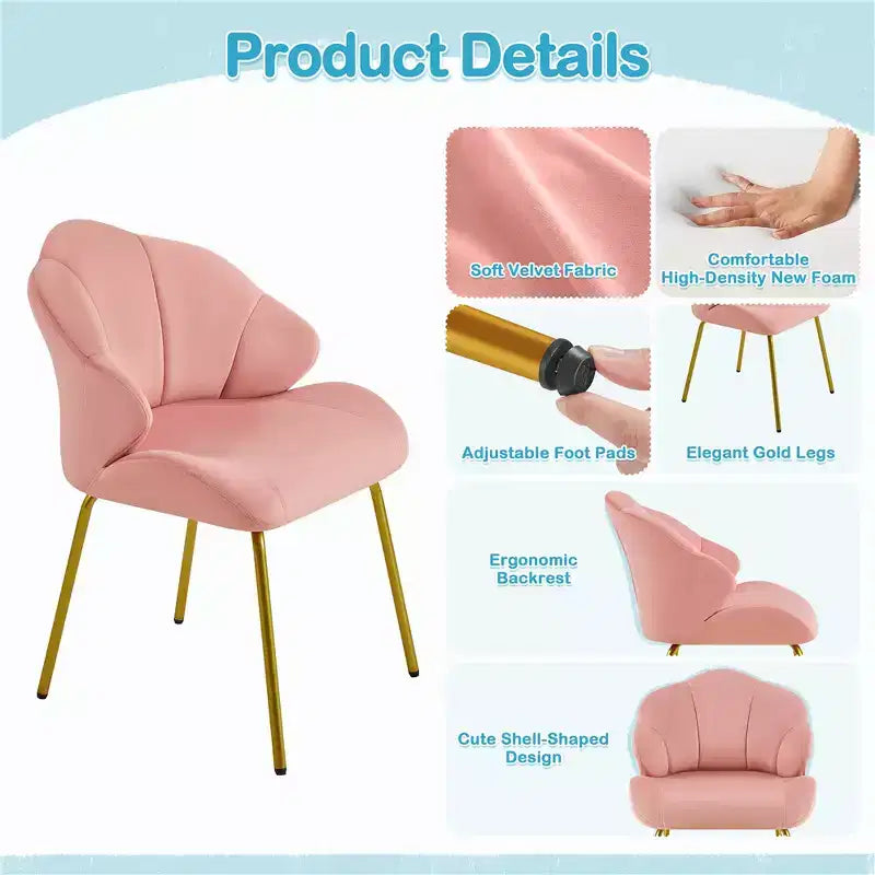 Fauteuils d'appoint modernes avec pieds en métal doré pour salon, chambre à coucher
