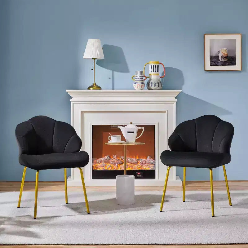 Fauteuils d'appoint modernes avec pieds en métal doré pour salon, chambre à coucher