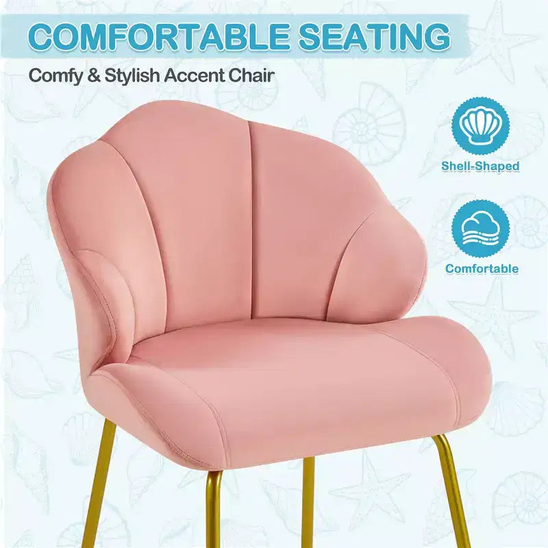 Fauteuils d'appoint modernes avec pieds en métal doré pour salon, chambre à coucher
