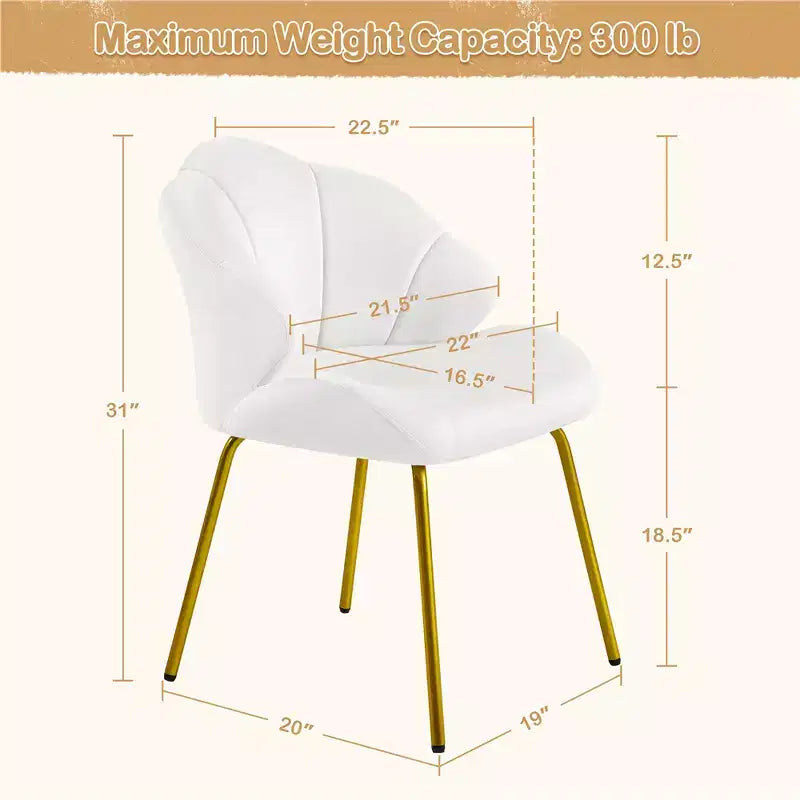 Fauteuils d'appoint modernes avec pieds en métal doré pour salon, chambre à coucher
