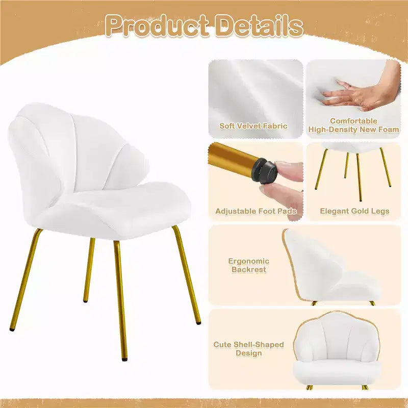 Fauteuils d'appoint modernes avec pieds en métal doré pour salon, chambre à coucher