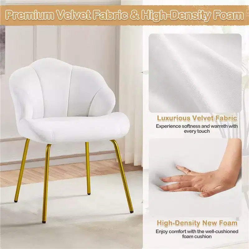 Fauteuils d'appoint modernes avec pieds en métal doré pour salon, chambre à coucher