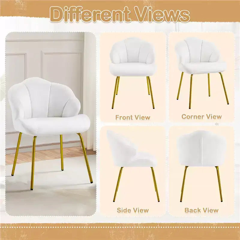 Fauteuils d'appoint modernes avec pieds en métal doré pour salon, chambre à coucher
