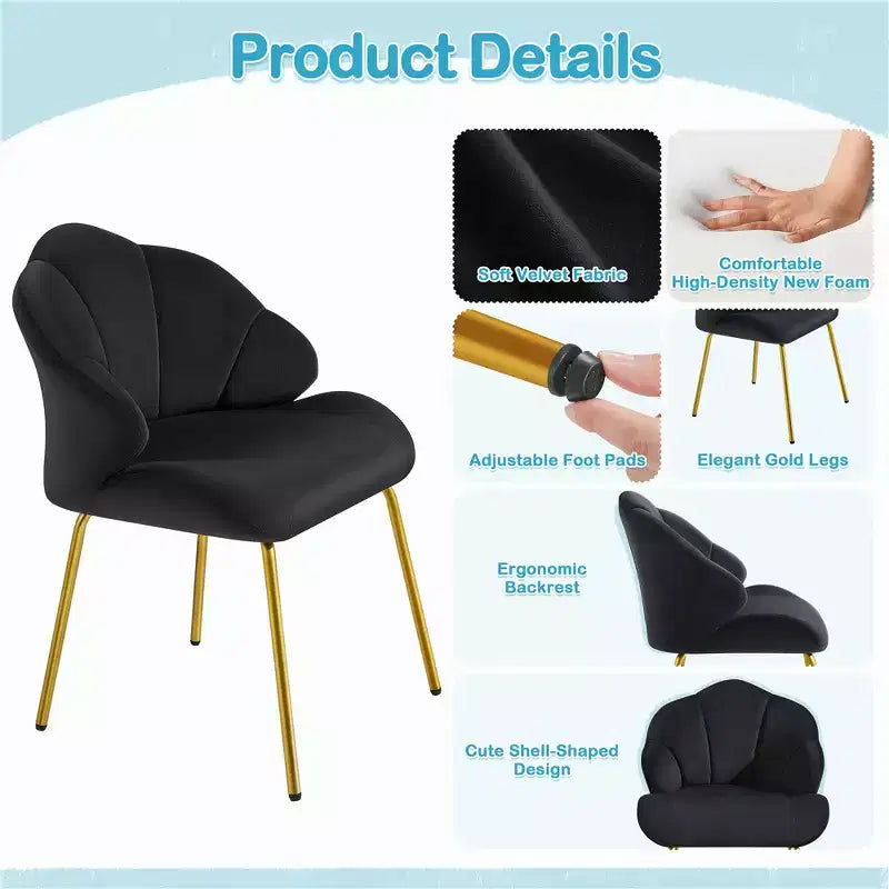Fauteuils d'appoint modernes avec pieds en métal doré pour salon, chambre à coucher