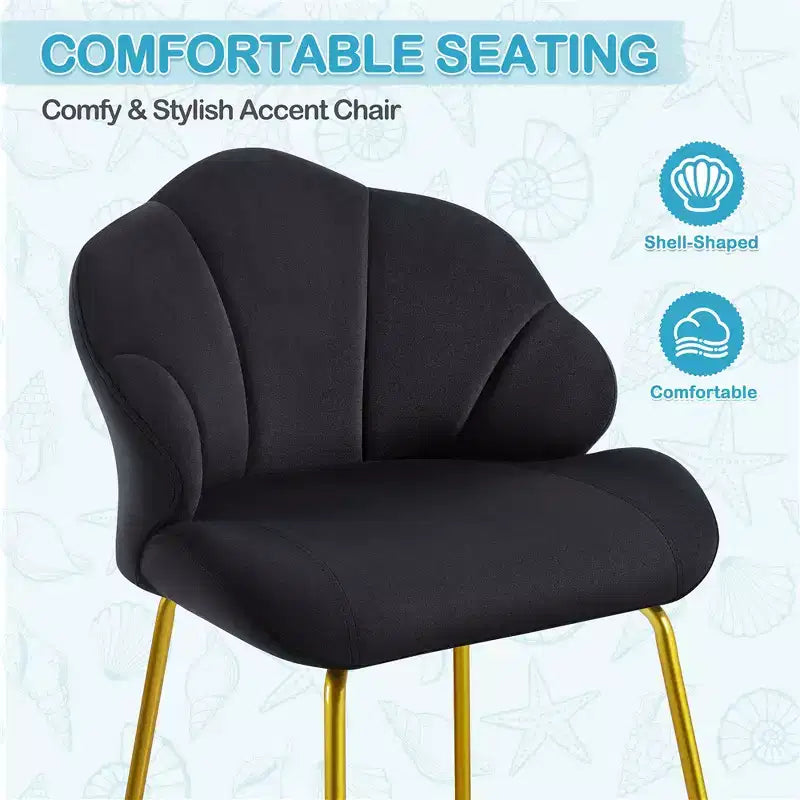 Fauteuils d'appoint modernes avec pieds en métal doré pour salon, chambre à coucher