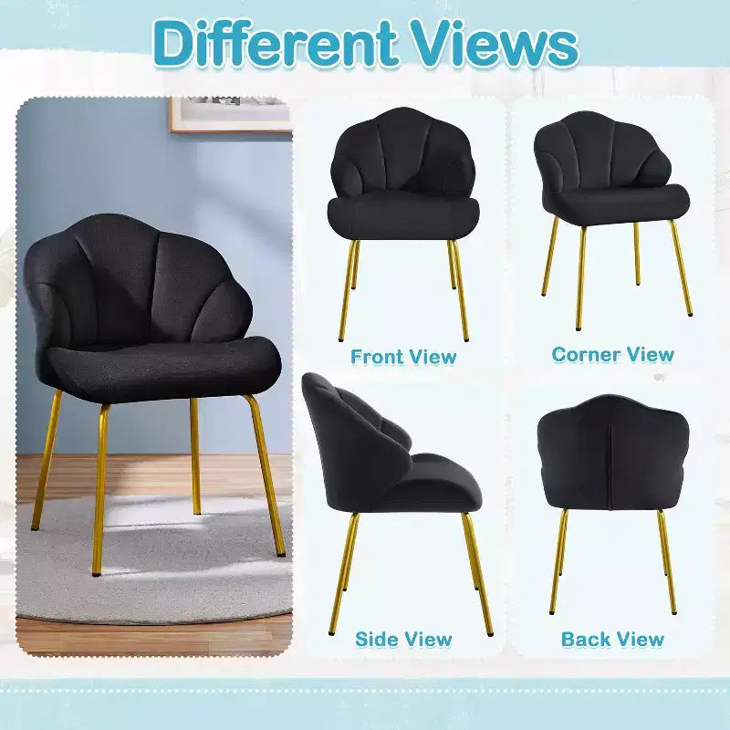 Fauteuils d'appoint modernes avec pieds en métal doré pour salon, chambre à coucher