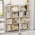 MAYEERTY C-Shaped Side Table, Wood End Table with Metal Frame Slide for Bedroom Living Room