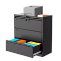 Lock Lateral 3 Drawer File Cabinets - Metal Filing Storage Vertical Cabinets for Home Office Furniture Organization Hanging Letter/Legal/F4/A4
