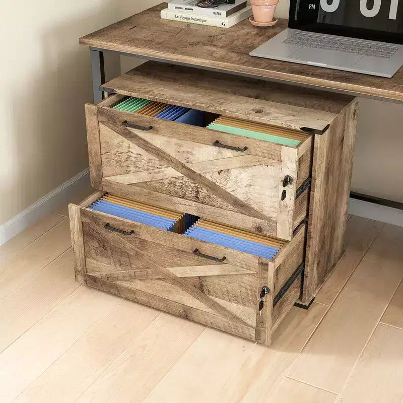 Table de Chevet à 2 Tiroirs en Panneau de Particules Gris, Classeur Latéral de 80 cm de Large