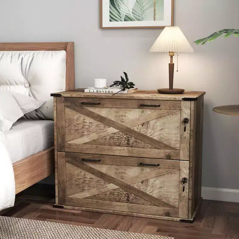 Table de Chevet à 2 Tiroirs en Panneau de Particules Gris, Classeur Latéral de 80 cm de Large