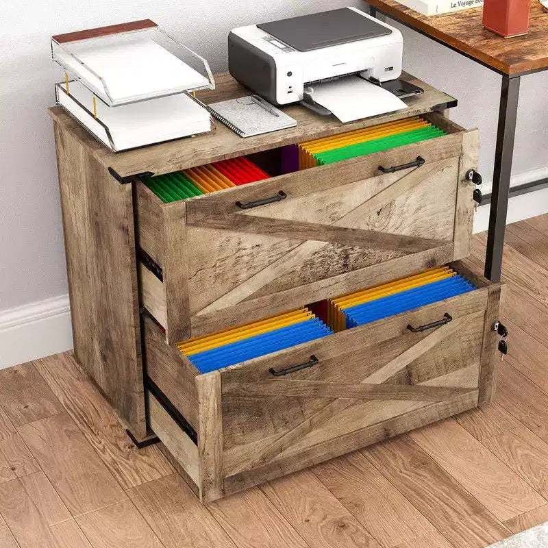 Table de Chevet à 2 Tiroirs en Panneau de Particules Gris, Classeur Latéral de 80 cm de Large