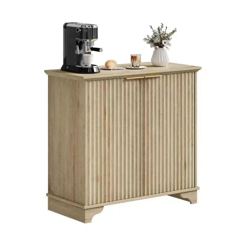 Meuble de bar à café moderne, meuble de ferme avec portes cannelées, buffet avec étagères réglables pour cuisine, salle à manger, salon