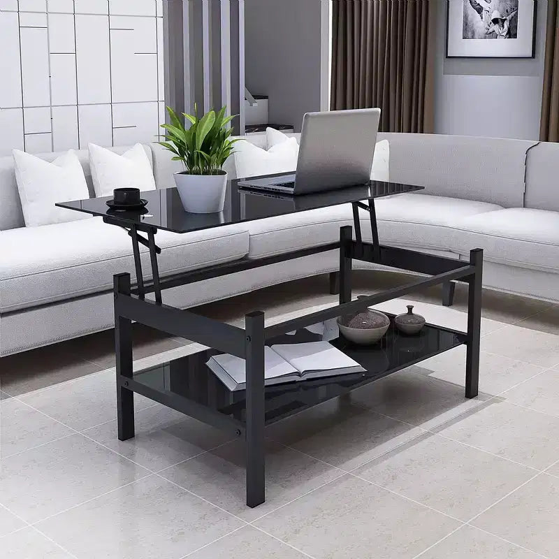 Table basse en verre à plateau relevable, bureau d'ordinateur moderne et simple
