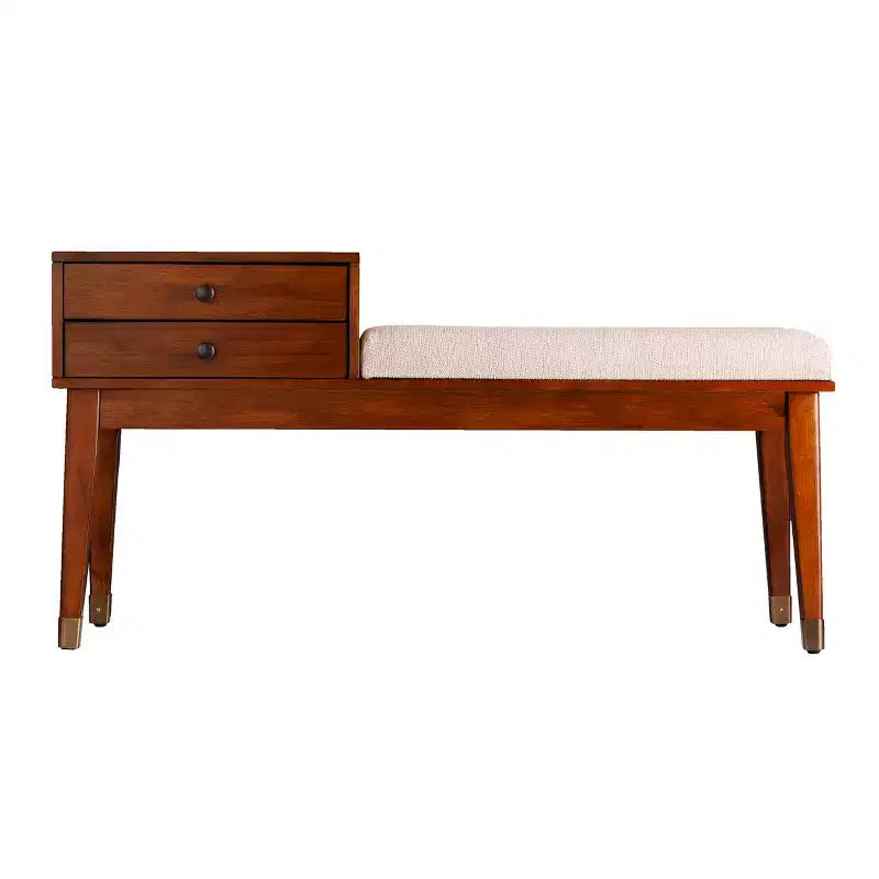 Rhoda Upholstered Bench with Storage - Brown - SEI