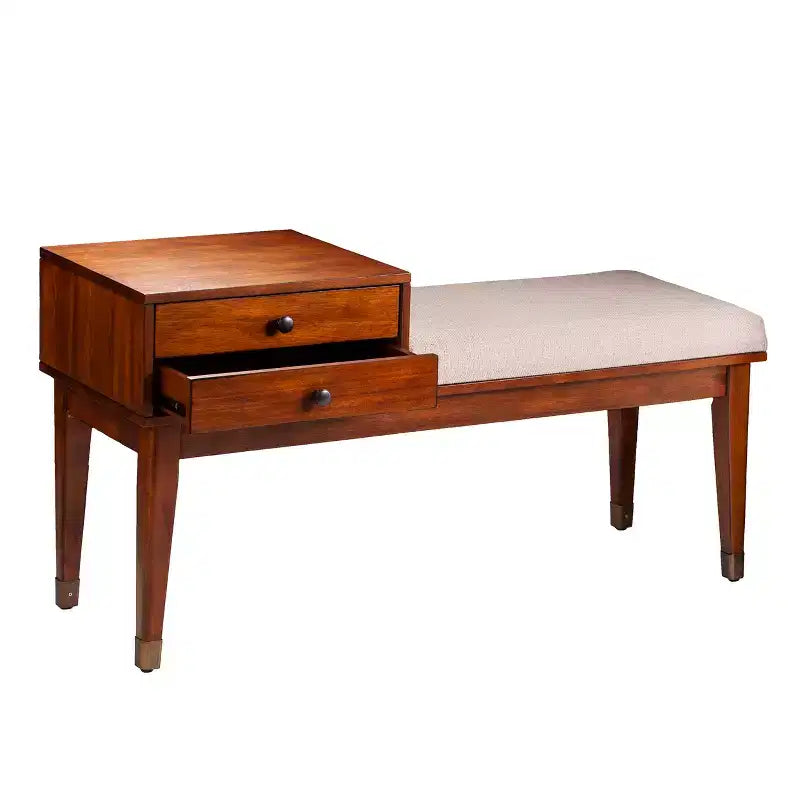 Banc rembourré avec rangement - Marron
