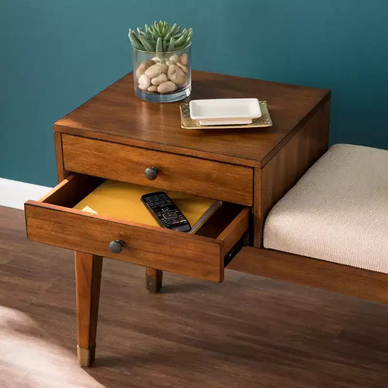Banc rembourré avec rangement - Marron