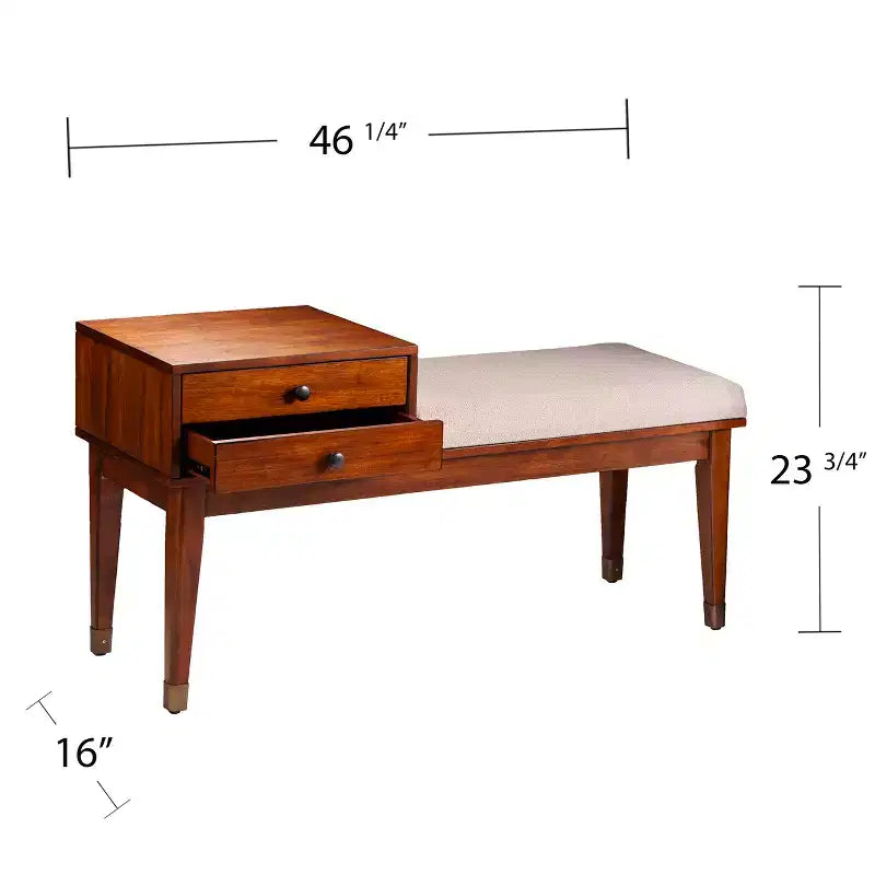Banc rembourré avec rangement - Marron