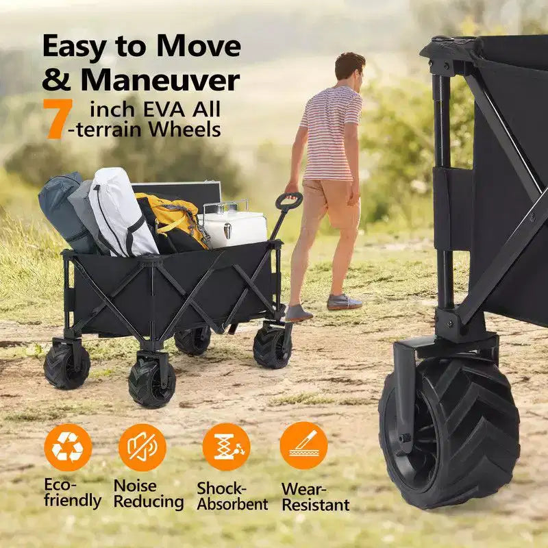 Chariot de jardin utilitaire pliable portable de 42 po pour l'extérieur