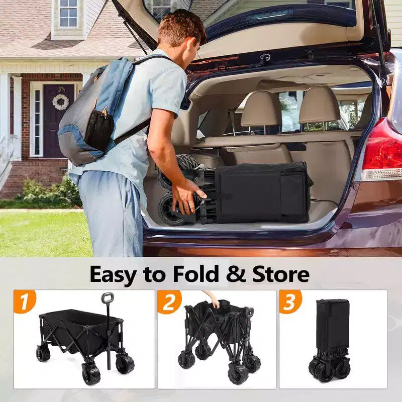 Chariot de jardin utilitaire pliable portable de 42 po pour l'extérieur
