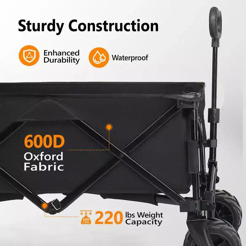 Chariot de jardin utilitaire pliable portable de 42 po pour l'extérieur