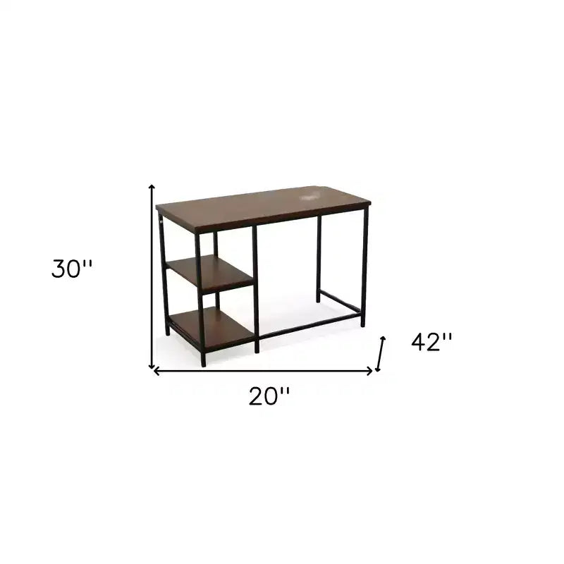 Bureau d'ordinateur en bois massif et métal, 42", couleur châtaigne et noir