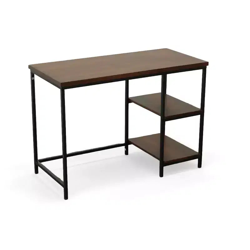Bureau d'ordinateur en bois massif et métal, 42", couleur châtaigne et noir