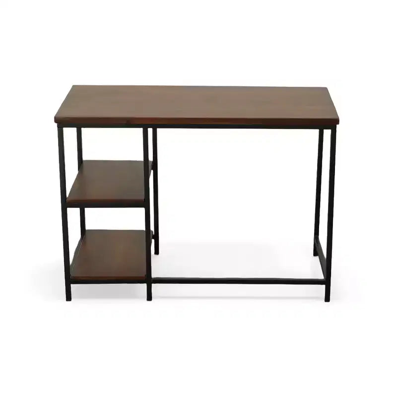 Bureau d'ordinateur en bois massif et métal, 42", couleur châtaigne et noir