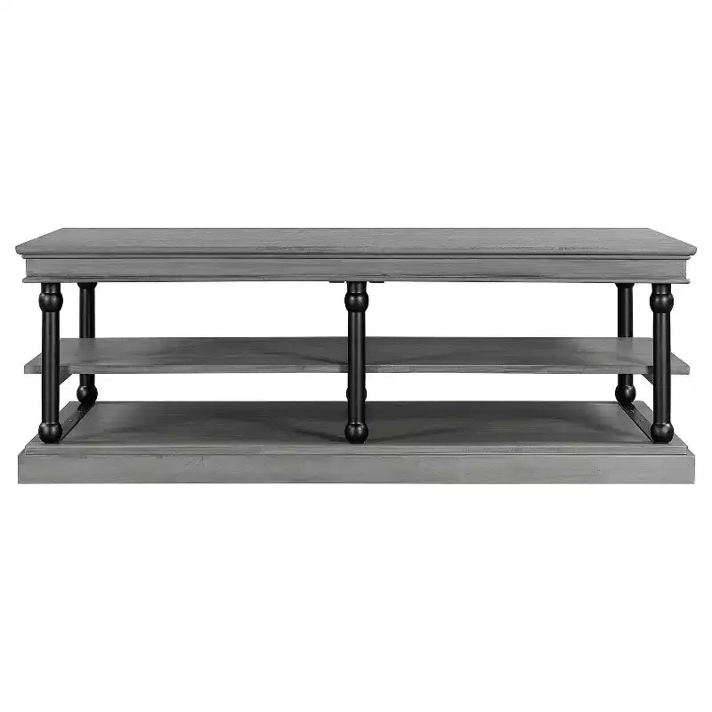 Table basse moderne en bois de 55 po avec 2 étagères de rangement ouvertes