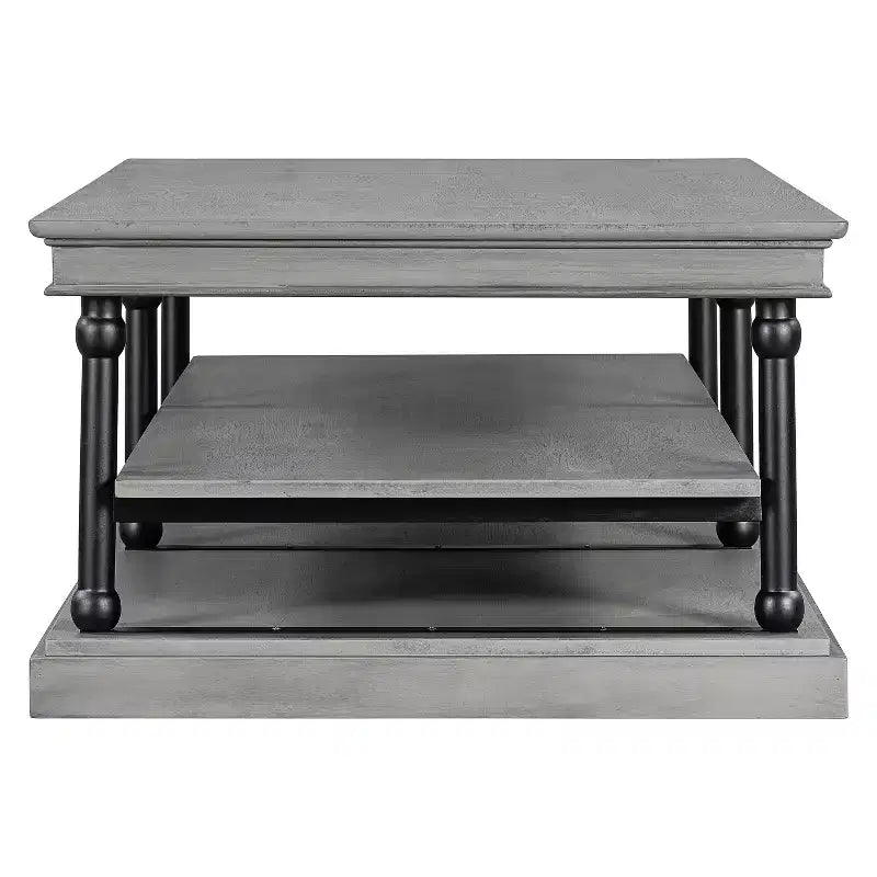 Table basse moderne en bois de 55 po avec 2 étagères de rangement ouvertes