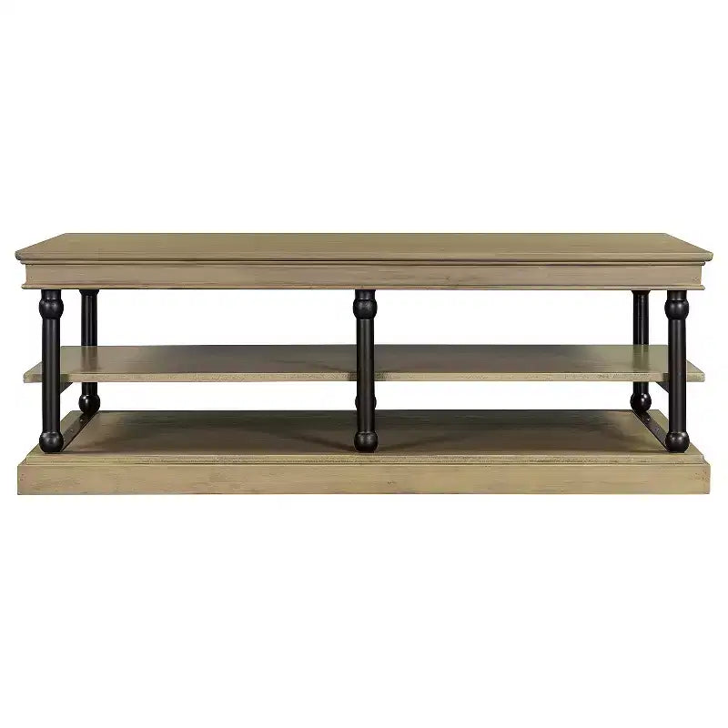 Table basse moderne en bois de 55 po avec 2 étagères de rangement ouvertes