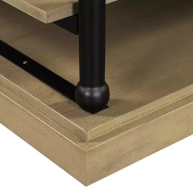Table basse moderne en bois de 55 po avec 2 étagères de rangement ouvertes