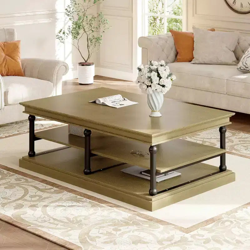 Christopher Knight Home Cortez Modern 55 Wood Coffee Table with 2 Open Storage Shelves