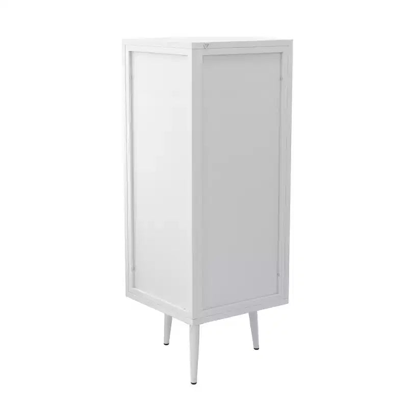 Meuble d'angle triangulaire moderne 22 W en métal avec porte vitrée