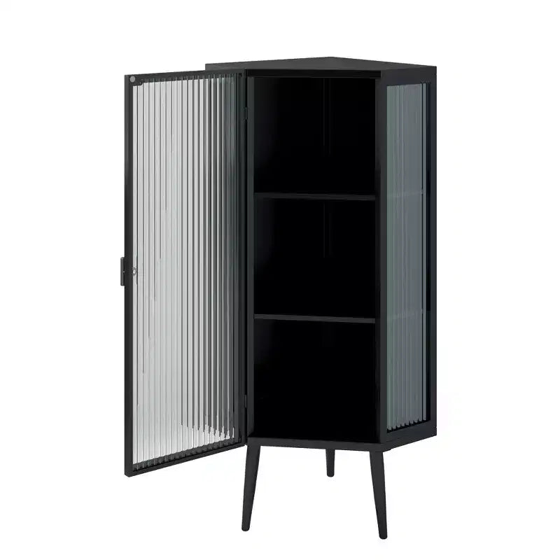 Meuble d'angle triangulaire moderne 22 W en métal avec porte vitrée