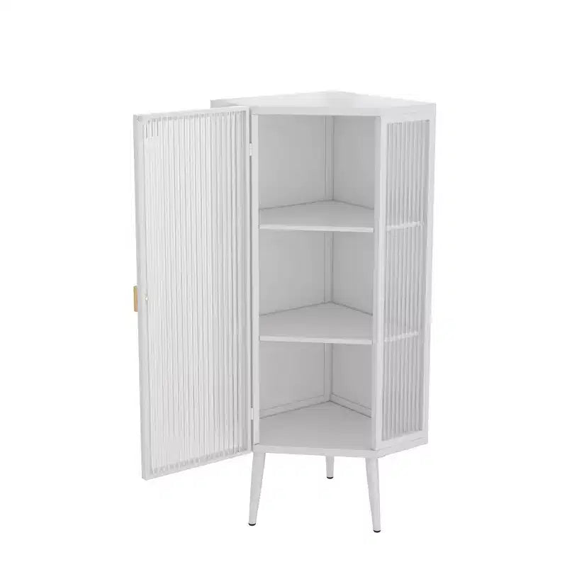 Meuble d'angle triangulaire moderne 22 W en métal avec porte vitrée
