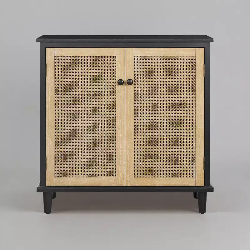 Art Leon Cane Wicker Cabinet Sideboard